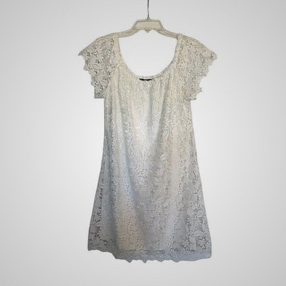 Lauren Ralph Lauren Womens 12 White Lace Shift Dress Bridal Wedding Garden Party